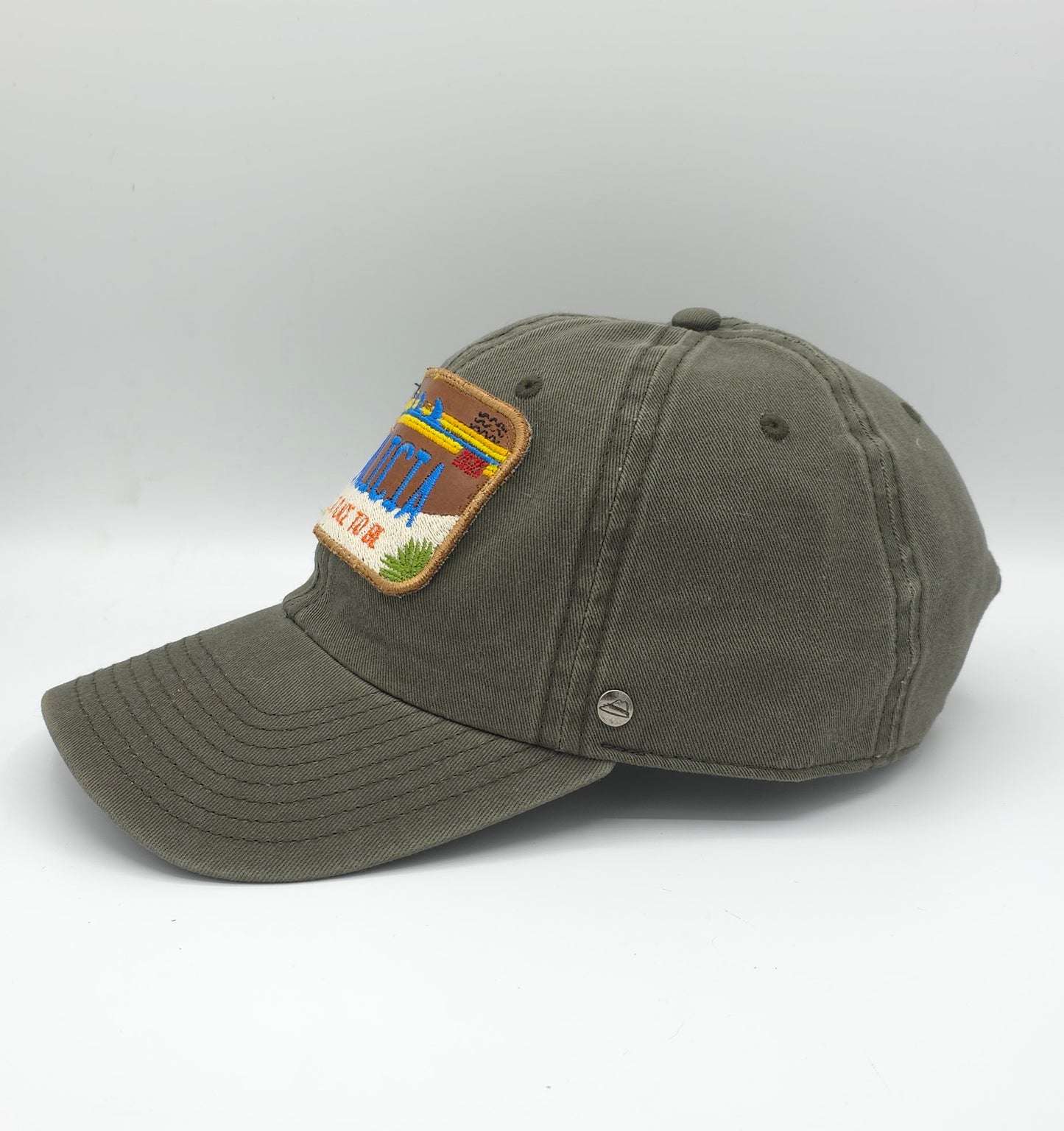 GORRA VERDE CAQUI CON PARCHE DE PIEL